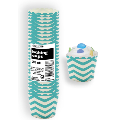 Chevron Baking Cups Teal 25PK