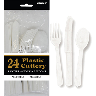 Cutlery White Inc Fork Spoon Knife 24PK