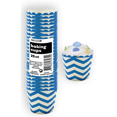 Chevron Baking Cups Blue 25PK