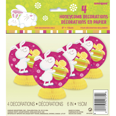 Bunny Pals Honeycomb Decoration 4PK