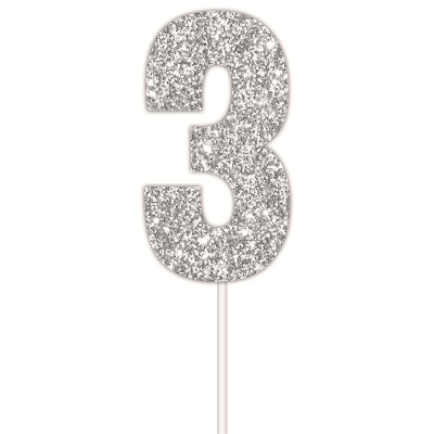 Silver Glitter Cake Topper 3