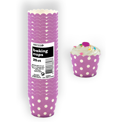 Polka Dots Baking Cups Pretty Purple 25PK