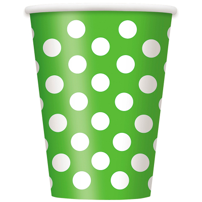 Polka Dots Cups Lime Green 6PK