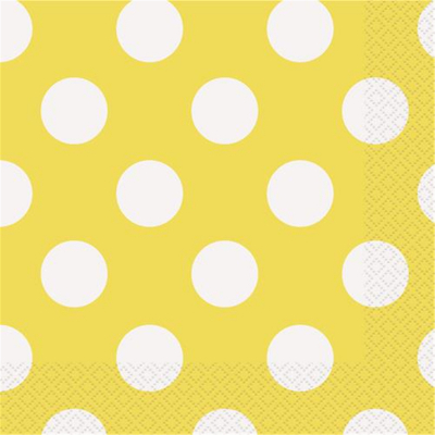 Polka Dots Luncheon Napkins Sunflower Yellow 16PK