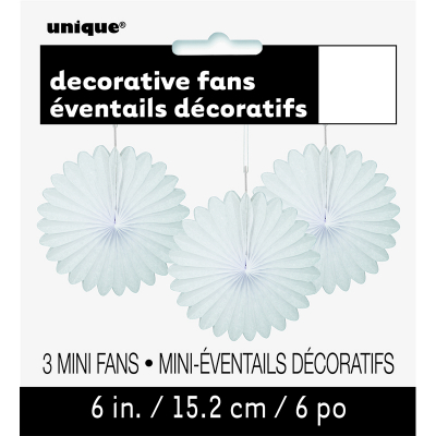 Hanging Decorative Fan 15cm White 3PK