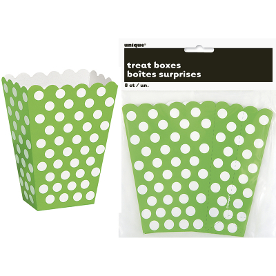 Polka Dots Treat Boxes Lime Green 8PK