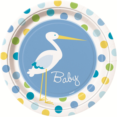 Boy Stork 23cm Plates 8PK