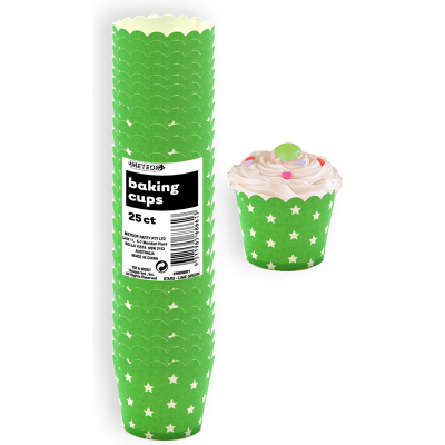 Stars Baking Cups Lime Green 25PK