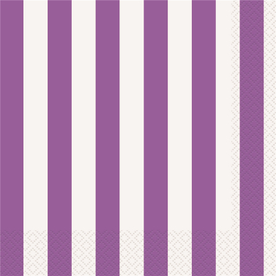 Stripes Purple Beverage Napkins 16PK