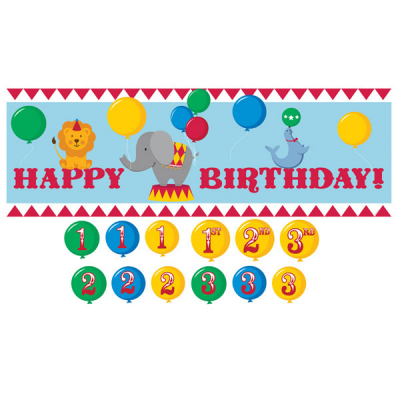 Circus Time Giant Party Banner With Number Stickers