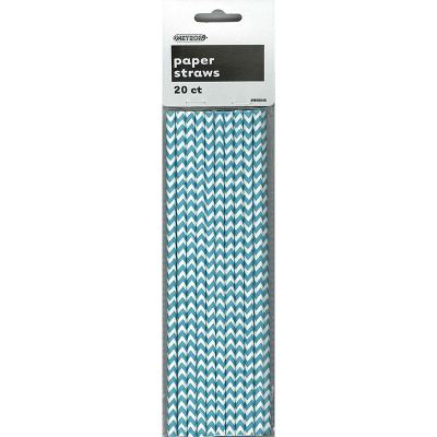 Chevron Paper Straws Teal 20PK