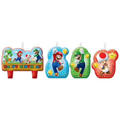 Super Mario Brothers Birthday Candle Set 4PK