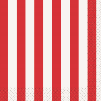 Stripes Red Beverage Napkins 16PK