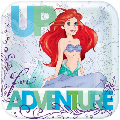 The Little Mermaid Ariel Dream Big 17cm Square Plates 8PK