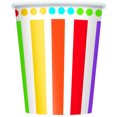 Rainbow Birthday 266ml Paper Cups 8PK