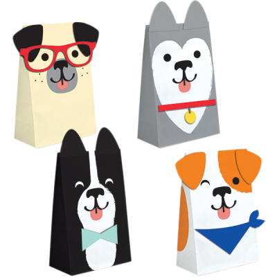 Dog Party Favor Paper Treat Bags 8PK