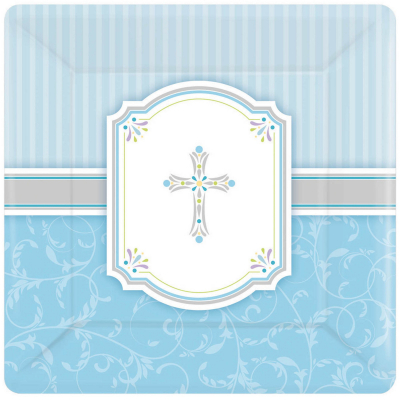 Blessings Blue 17cm Square Plate 8PK