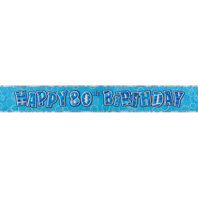 Glitz Birthday Blue Foil Banner 80th