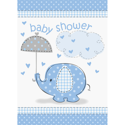 Umbrellaphants Blue Invitations & Envelopes 8PK