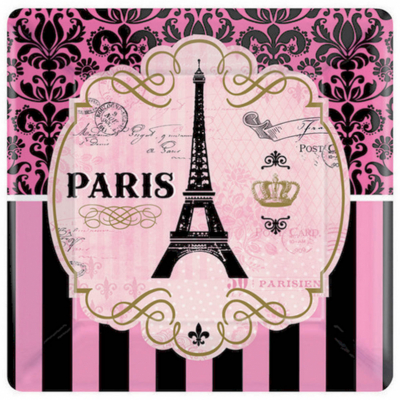 Day In Paris 17cm Square Paper Plates 8PK