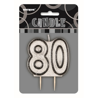 Glitz Birthday Black Numeral Candle 80th