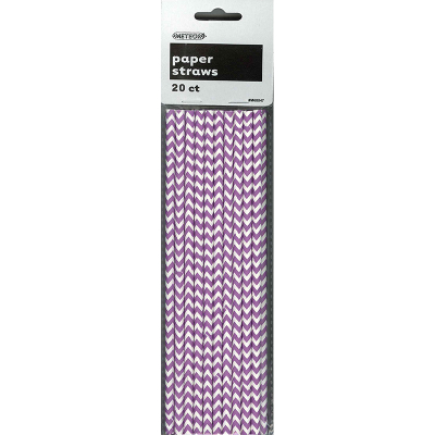 Chevron Paper Straws Purple 20PK