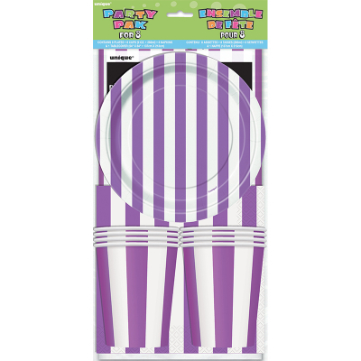 Stripes Purple Party Pack 25PK