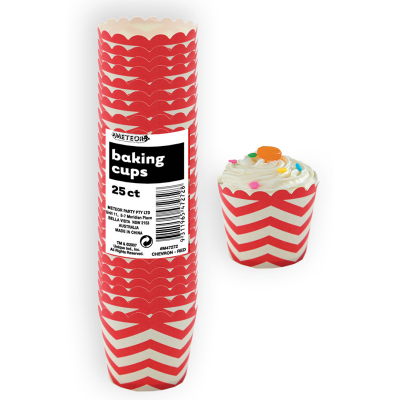 Chevron Baking Cups Red 25PK